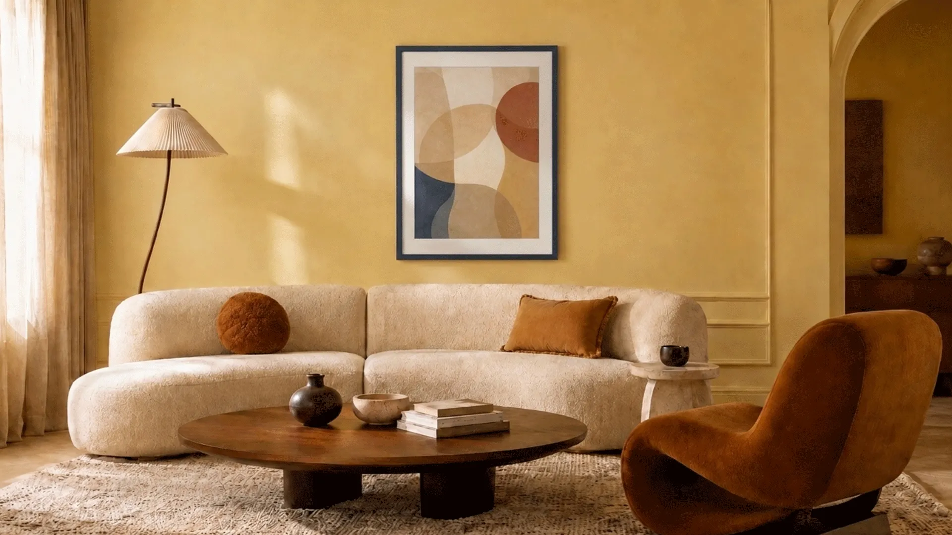 Fotolijst Nele in blauw voor een botergele muur