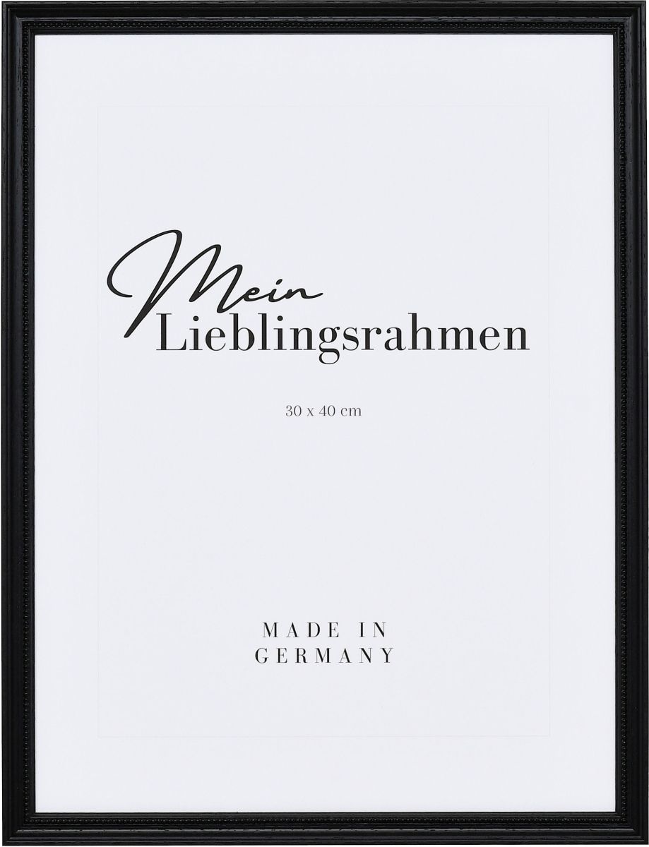 Vooraanzicht van een zwarte houten lijst in 30x40 in klassieke stijl