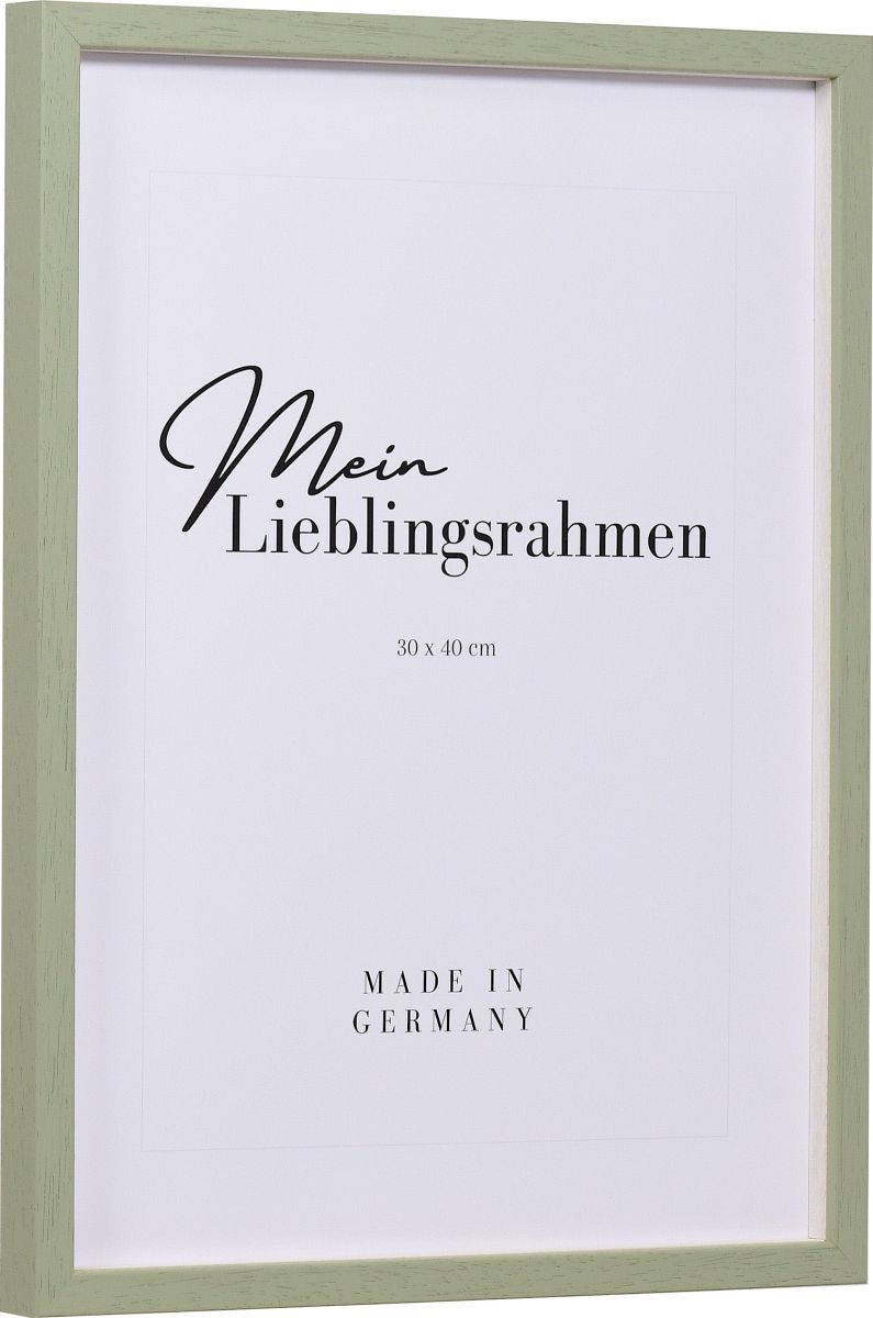 Seitenansicht Seitenansicht eines grÃ¼nen, modernen, schmalen Bilderrahmens