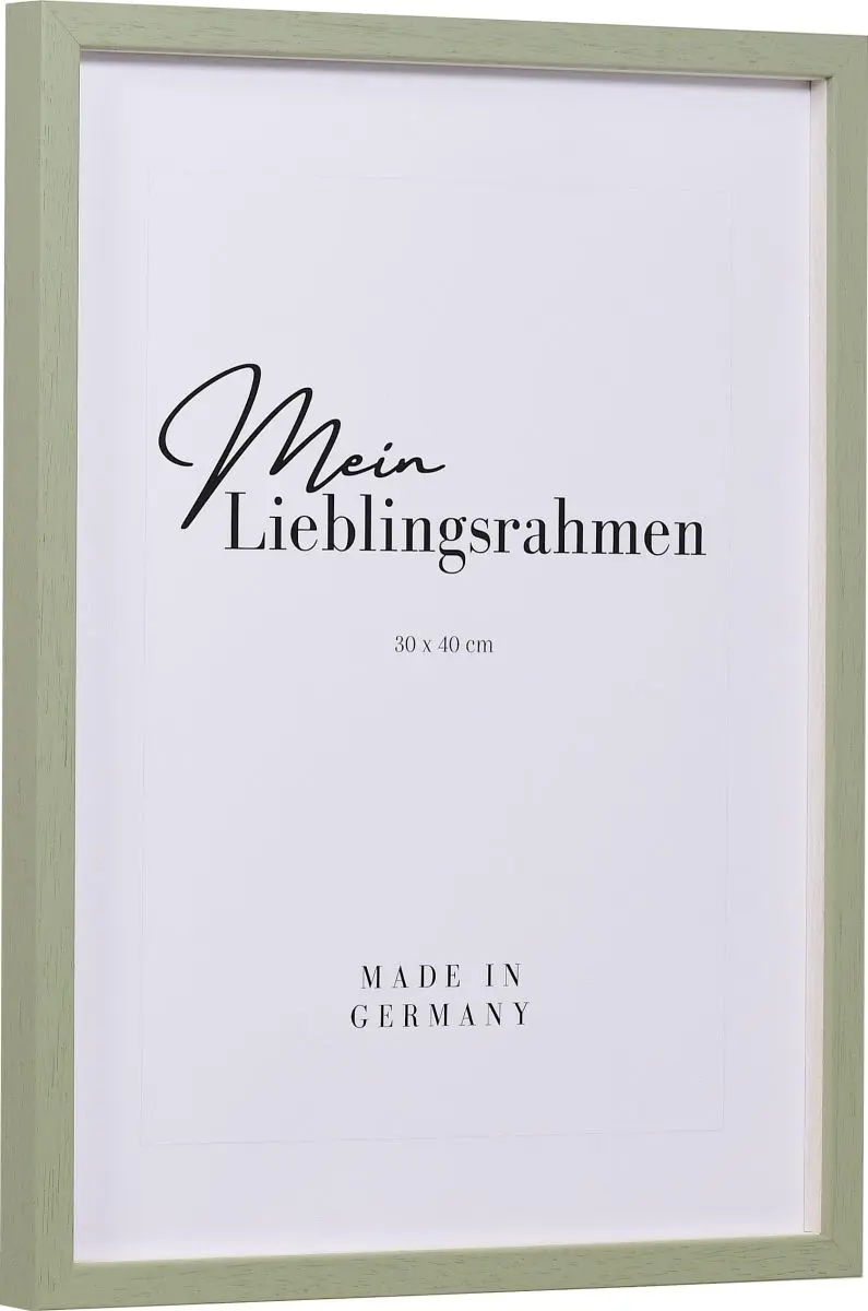 Seitenansicht Seitenansicht eines grÃ¼nen, modernen, schmalen Bilderrahmens