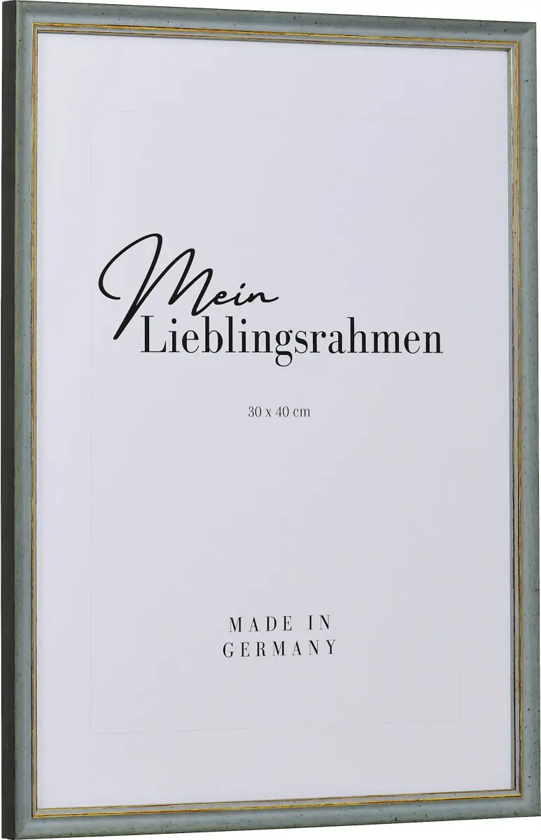 Seitenansicht eines blauen Retro Rahmens mit leicht aufgerauter OberflÃ¤che und goldener Zierkante
