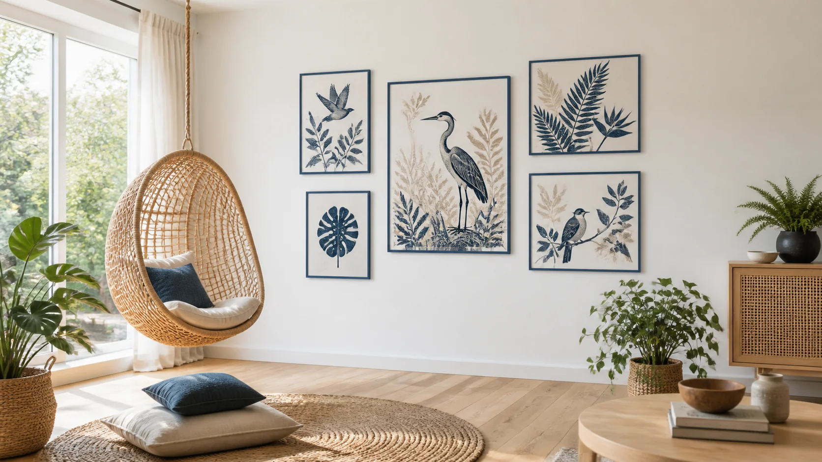 Aluminium fotolijst Mika blauw in een interieur