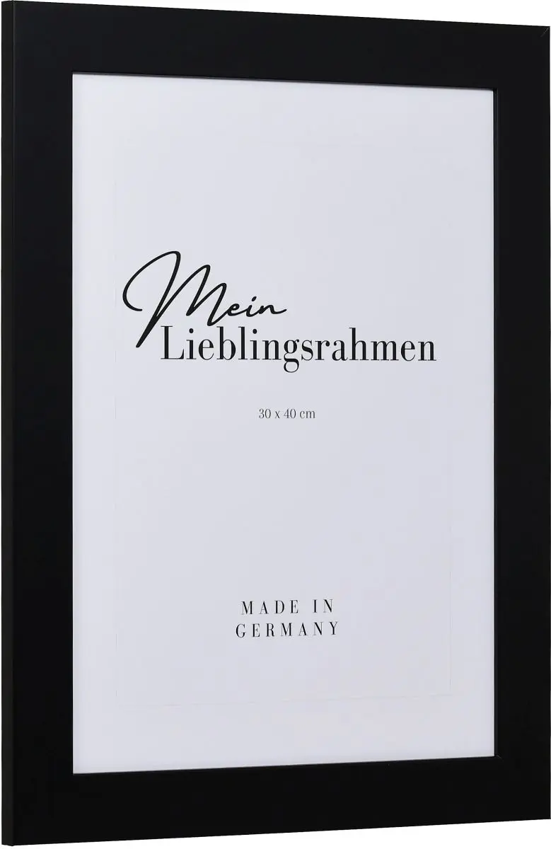 Seitenansicht eines breiten, schwarzen Bilderrahmens mit glatter OberflÃ¤che