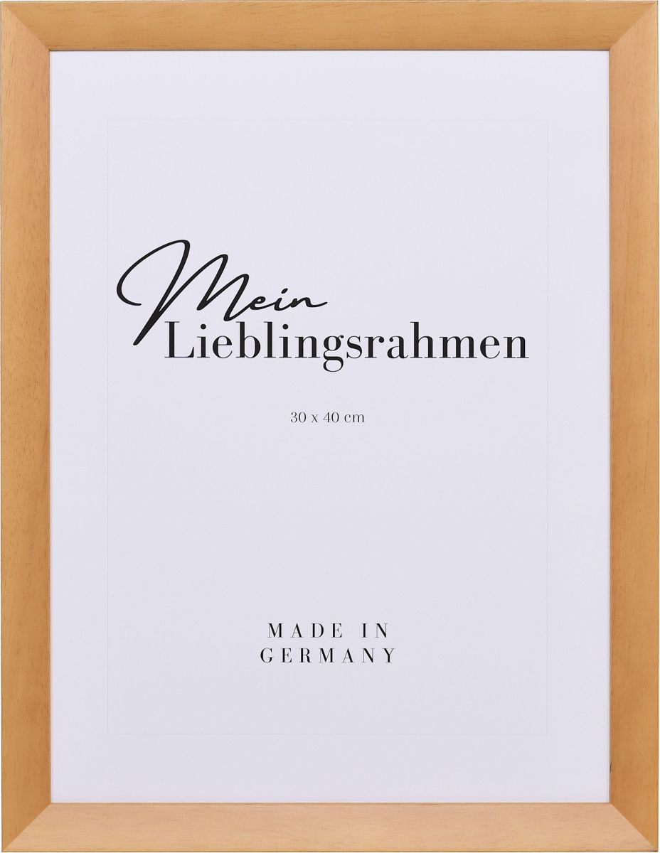 Frontansicht eines modernen, offenporigen, naturfarbenen Bilderrahmens