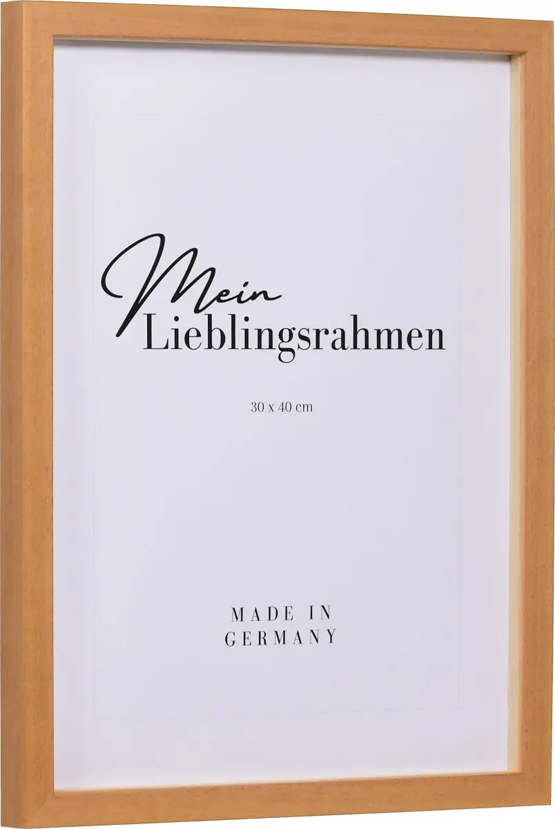 Seitenansicht eines honigfarbenen Bilderrahmens A4 mit glatter OberflÃ¤che und schlichtem Design
