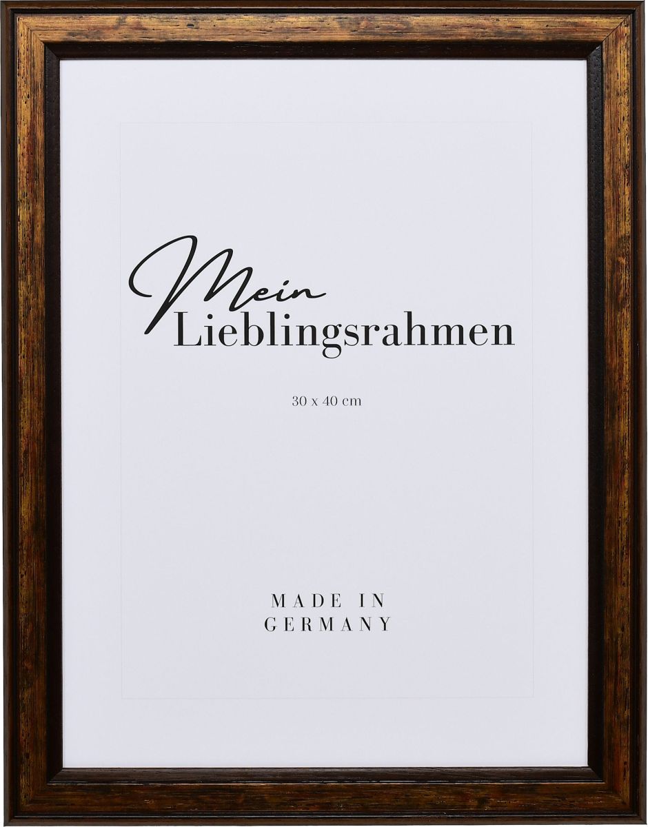Frontansicht eines braunen Bilderrahmens mit Schimmer fÃ¼r Trauerfeiern