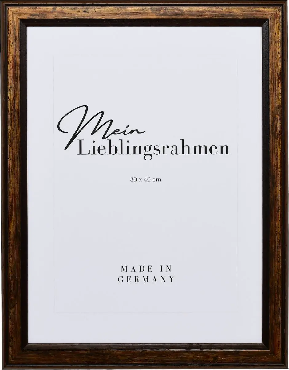 Frontansicht eines braunen Bilderrahmens mit Schimmer fÃ¼r Trauerfeiern