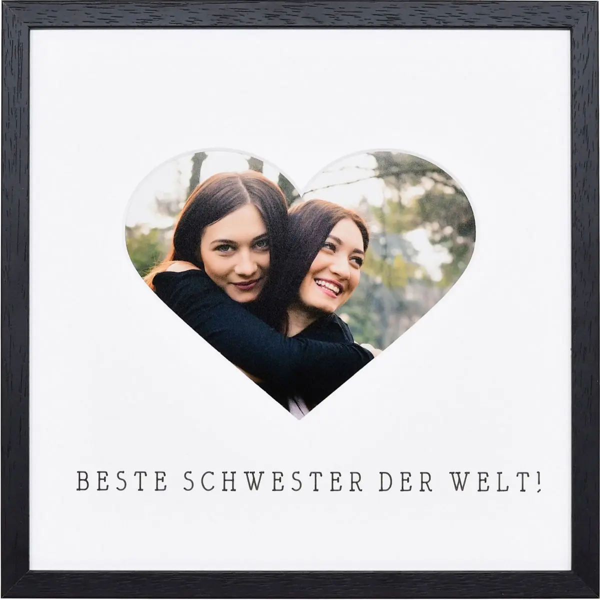 Fotolijst met hartuitsparing voor de beste zus van de wereld in de kleur zwart