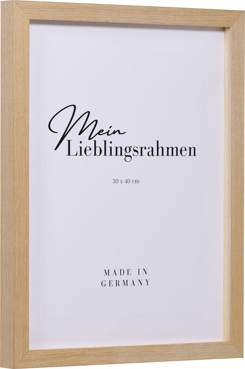 Seitenansicht eines Holzrahmens in der Farbe Kalkeiche mit natÃ¼rlicher Maserung im Landhausstil