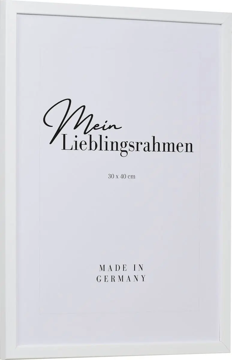 Seitenansicht eines schmalen, weissen Bilderrahmens mit sichtbarer Holzstruktur und glatter OberflÃ¤che