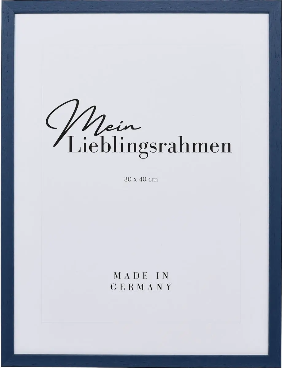 Frontansicht eines blauen, modernen Rahmens fÃ¼r Poster