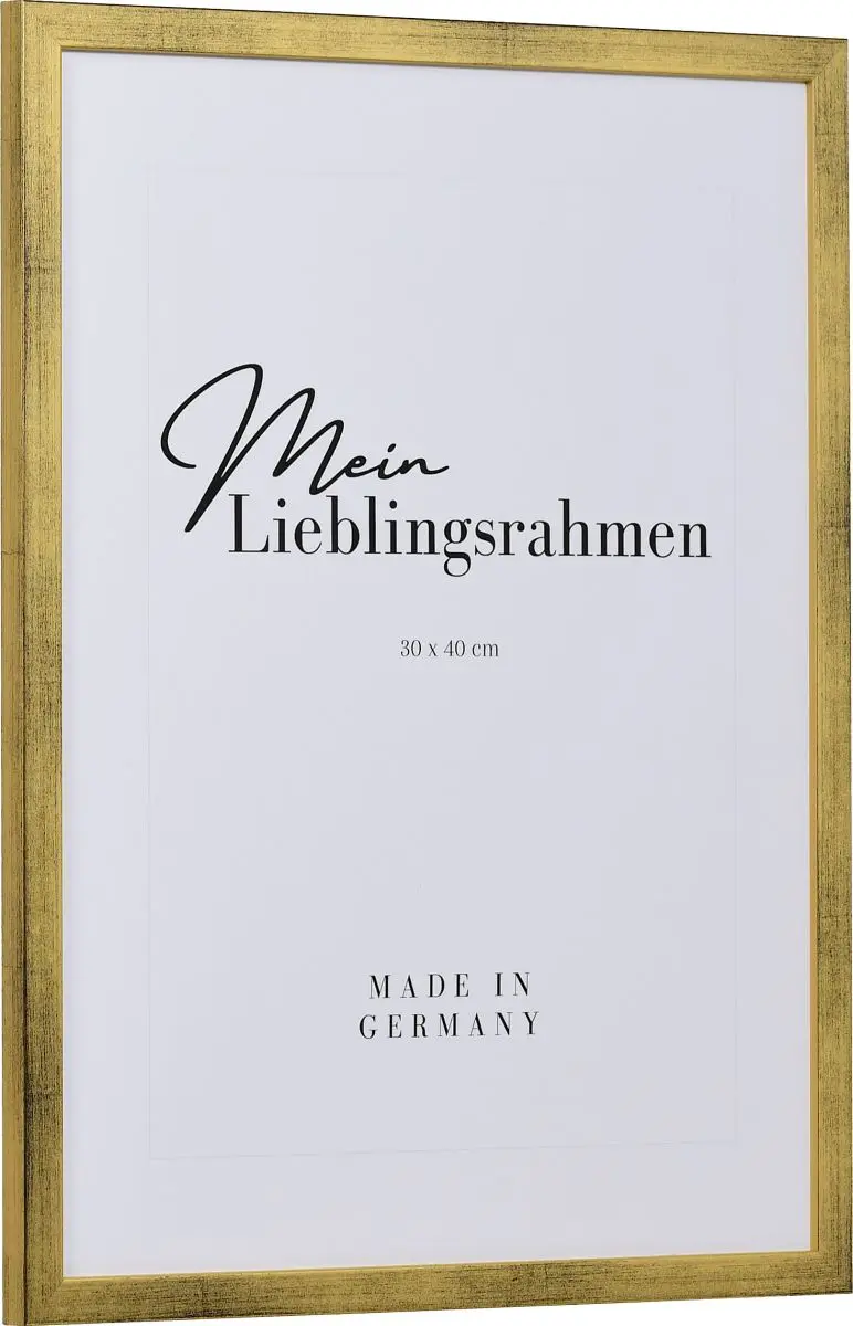 Seitenansicht eines schmalen, gold lackierten Bilderrahmens mit sichtbarer Holzstruktur und glatter OberflÃ¤che