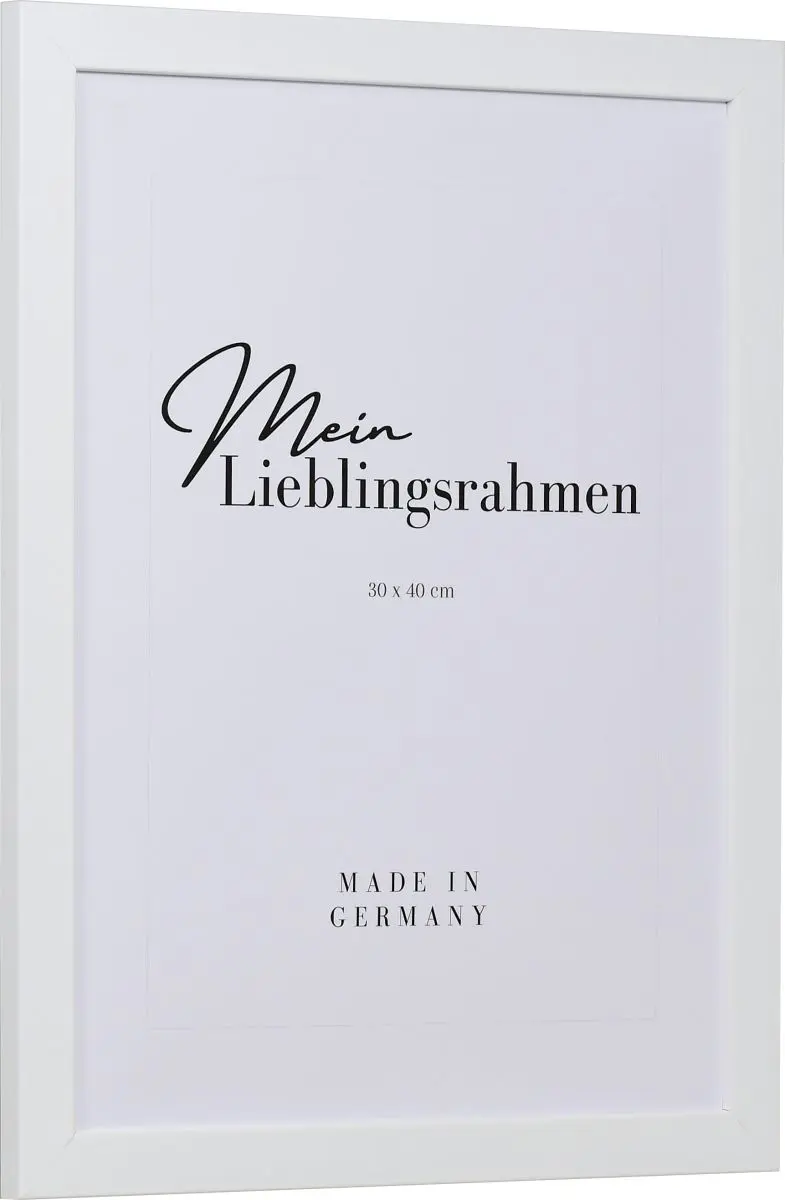 Seitenansicht eines weissen Bilderrahmens mit sichtbarer Holzstruktur, glatter OberflÃ¤che und kantigem, schlichtem Profil