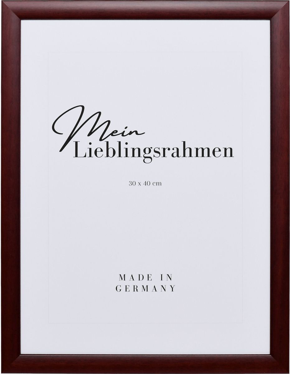 Frontansicht eines roten Holzrahmens mit leicht abgerundeten Kanten