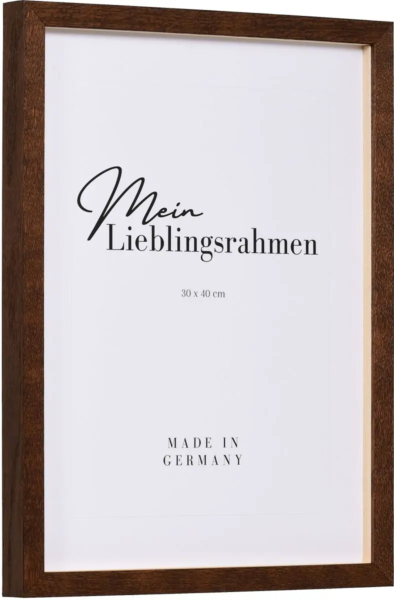 Seitenansicht eines Distanzrahmens in 30x40 in Nussbaum mit natÃ¼rlicher Maserung