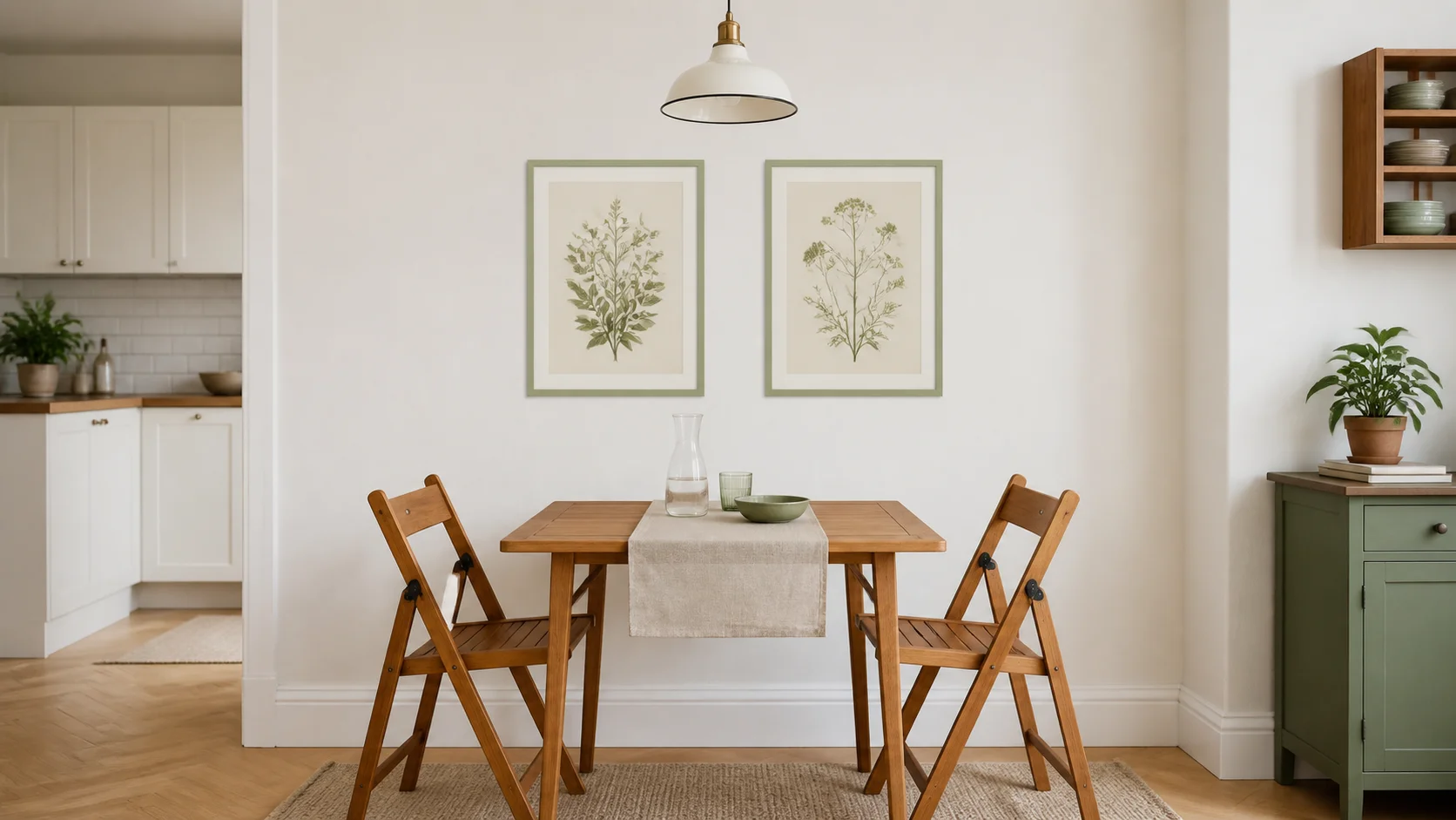 Houten fotolijst Nele groen in een interieur