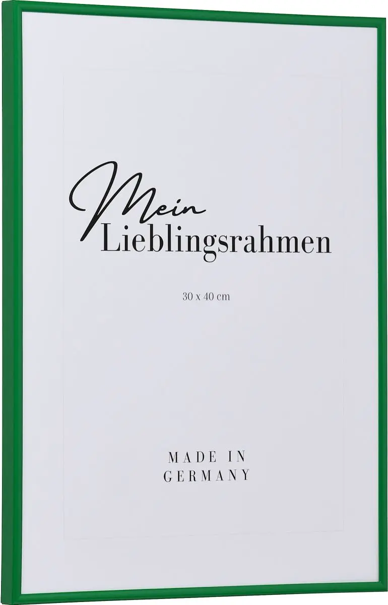 Seitenansicht eines grÃ¼nen, schmalen Kunststoffrahmens mit Halbrundprofil