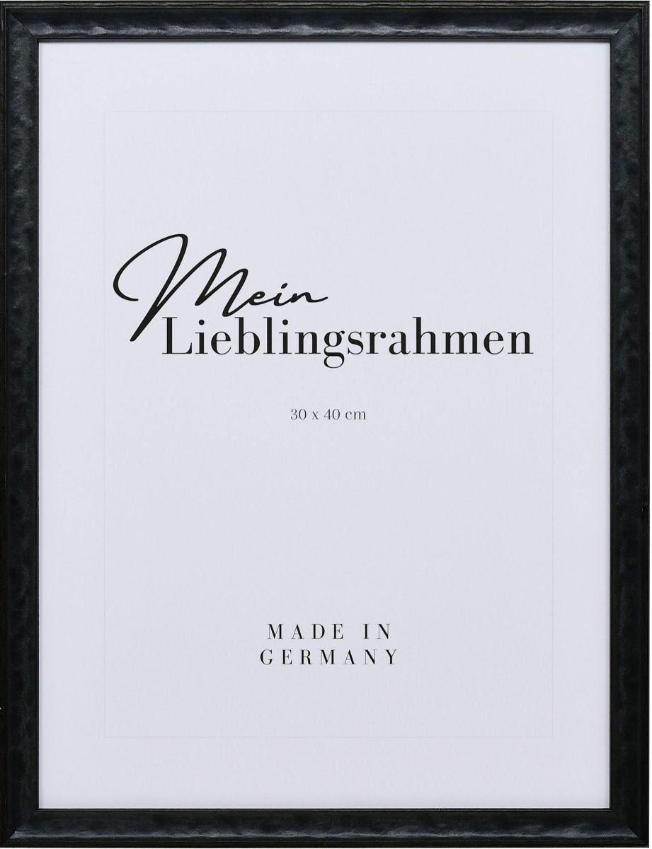 Frontansicht eines schwarzen, eleganten Holzrahmens mit geschlossener OberflÃ¤che