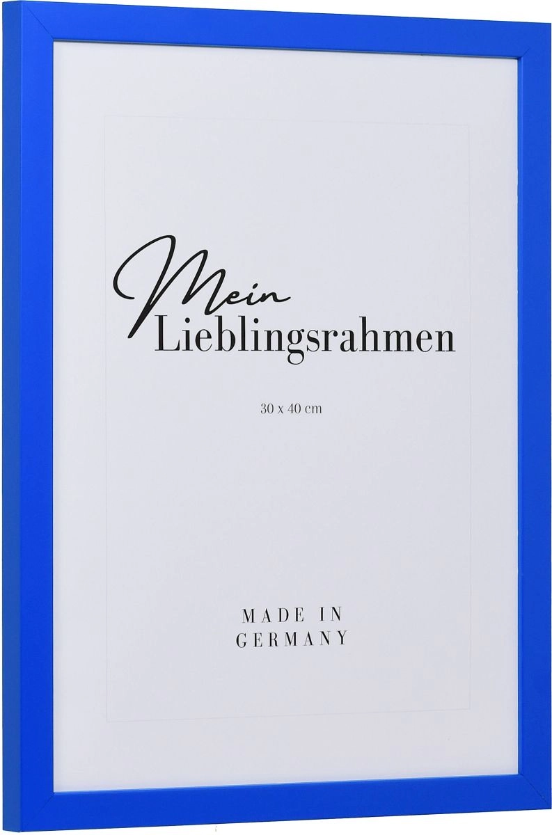 Seitenansicht eines marineblauen Bilderrahmens mit geschlossener, glatter OberflÃ¤che und wÃ¼rfelfÃ¶rmigem Profil