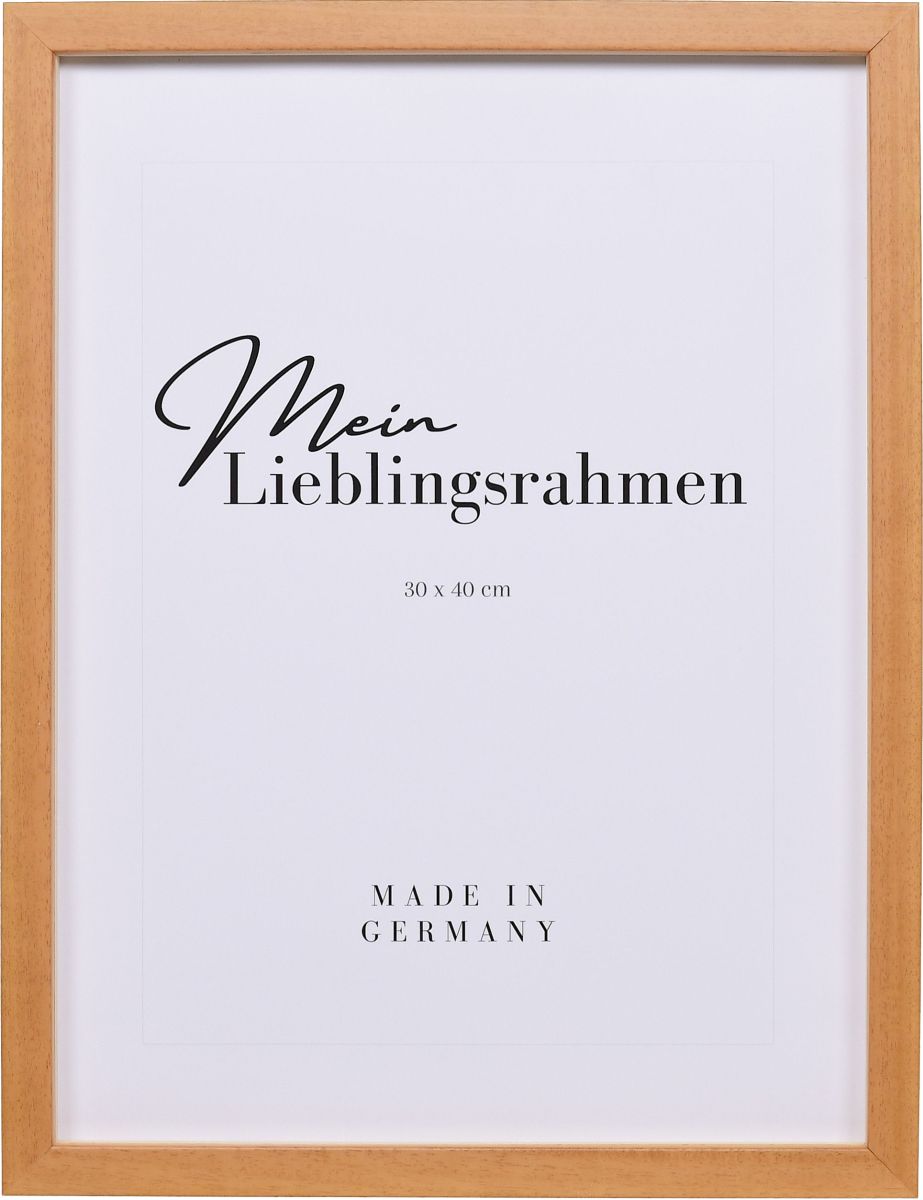Frontansicht eines honigfarbenen Bilderrahmens mit glatter OberflÃ¤che und schlichtem Design