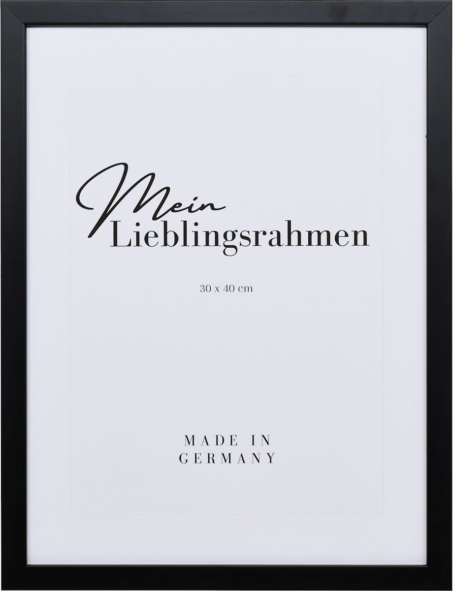 Frontansicht eines schwarzen Bilderrahmens mit glatter OberflÃ¤che und schlichtem Design