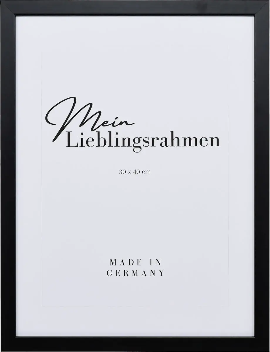 Frontansicht eines schwarzen Bilderrahmens mit glatter OberflÃ¤che und schlichtem Design