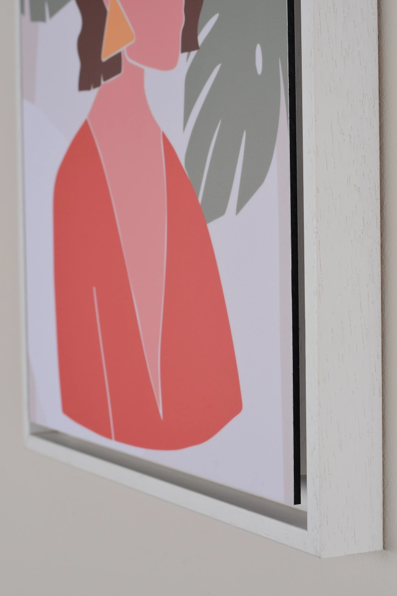 Houten lijst Josy voor Alu-Dibond in wit detailopname