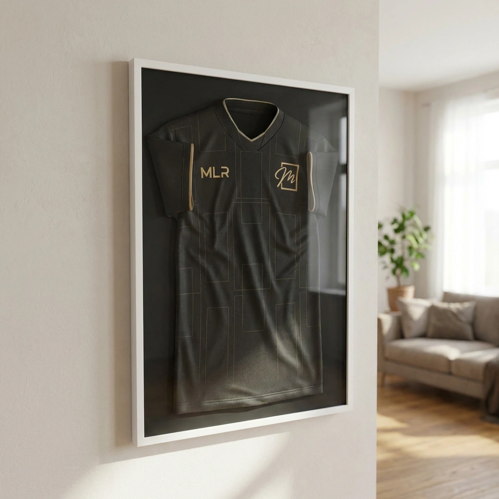 Shirtlijst in wit met zwarte achterwand