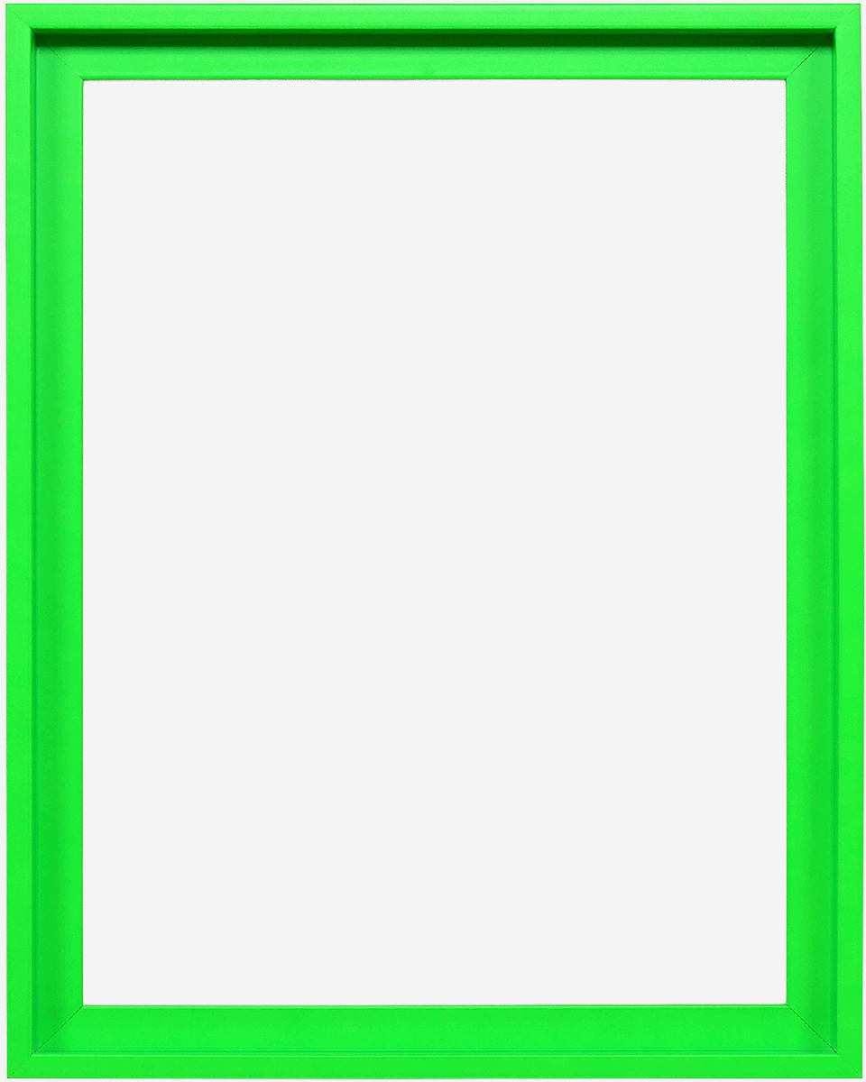 Moderne baklijst Jill in fel neongroen voor canvasdoeken, vooraanzicht op een witte achtergrond.