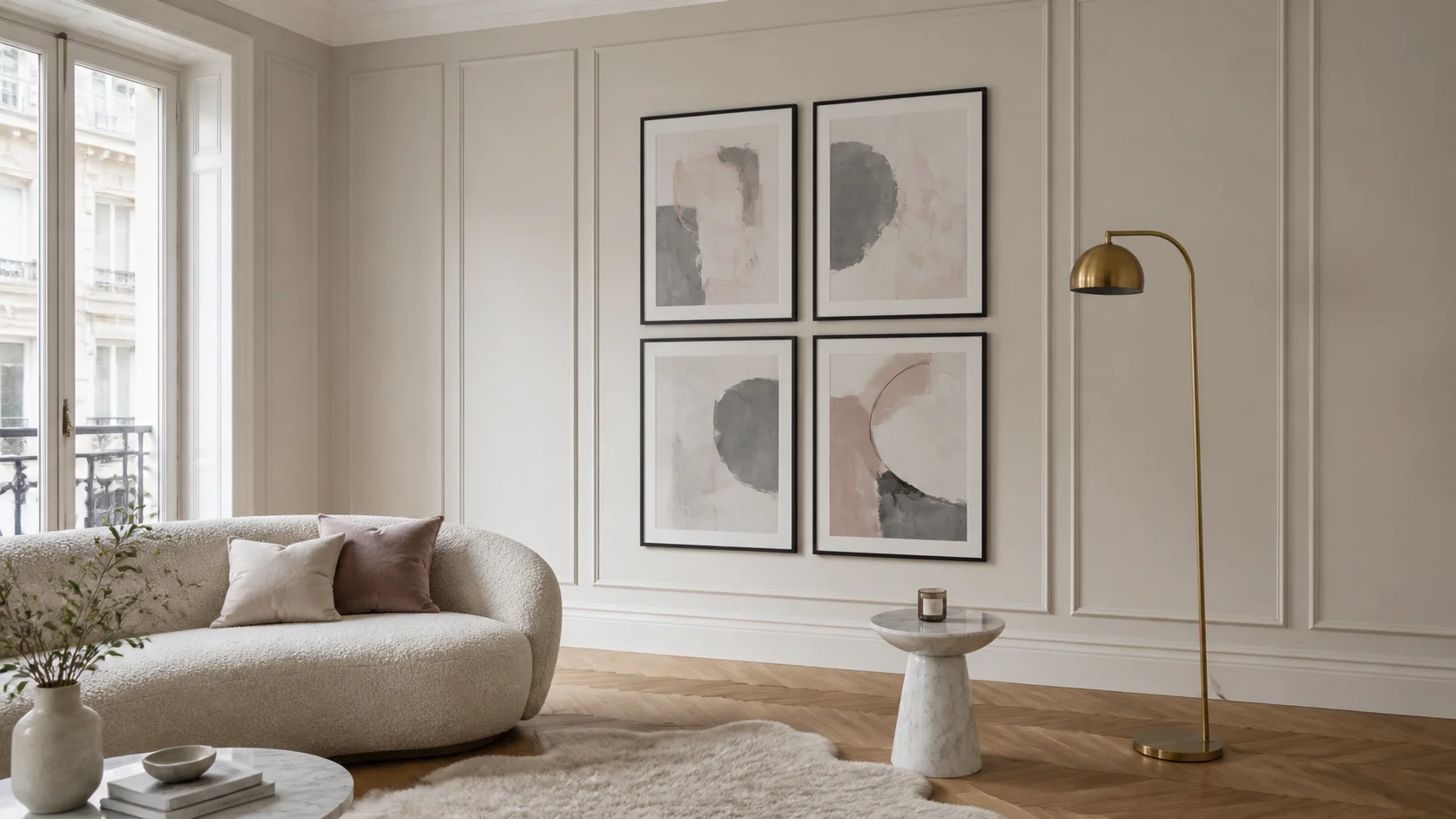 Aluminium fotolijst Mika zwart in een interieur