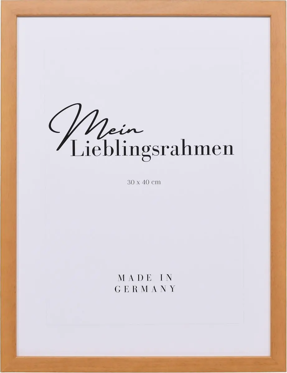 Frontansicht eines honigfarbenen Bilderrahmen, A4, mit glatter OberflÃ¤che und schlichtem Design