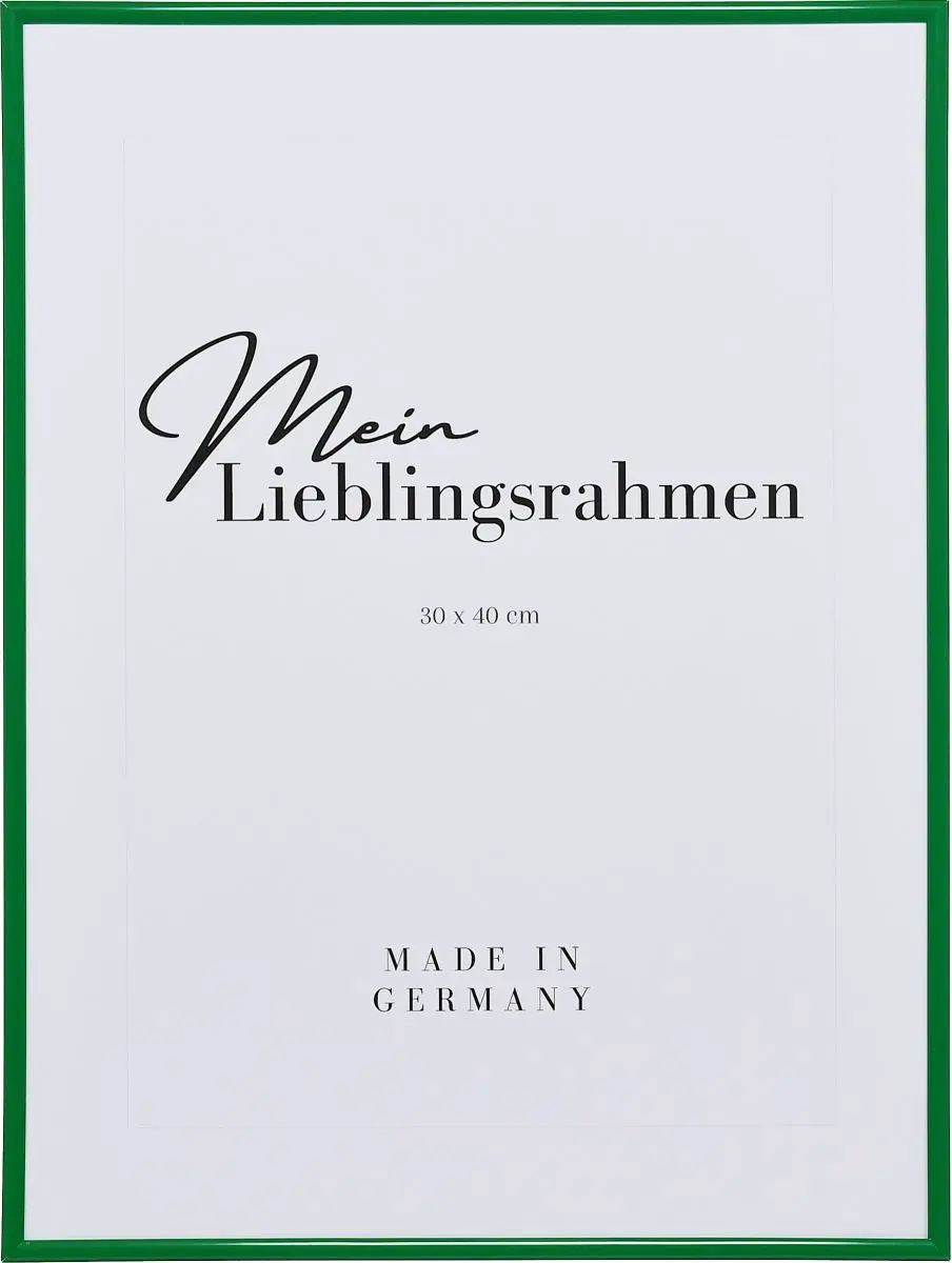Frontansicht eines grÃ¼nen, schmalen Kunststoffrahmens mit Halbrundprofil