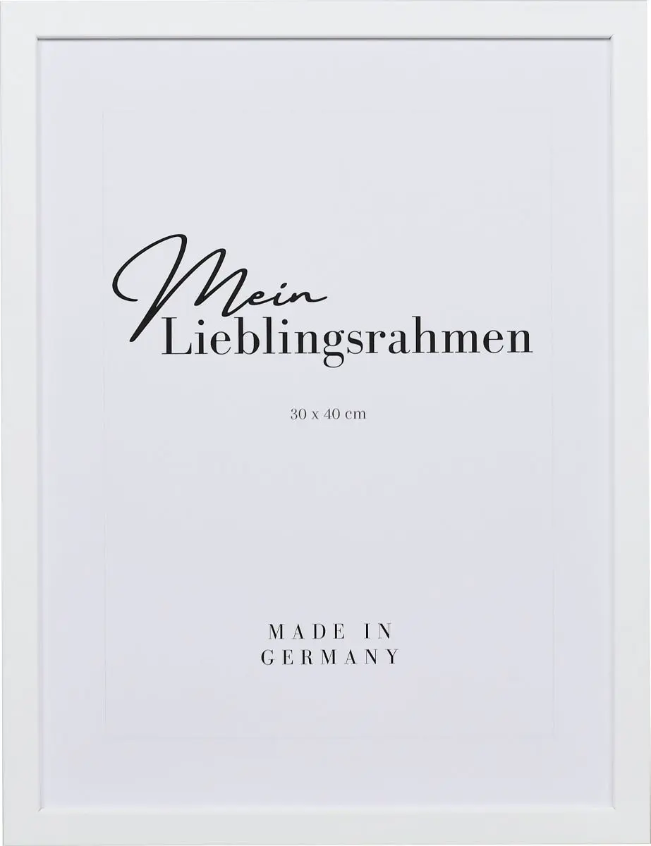 Frontansicht eines weissen Bilderrahmens mit glatter OberflÃ¤che und schlichtem Design