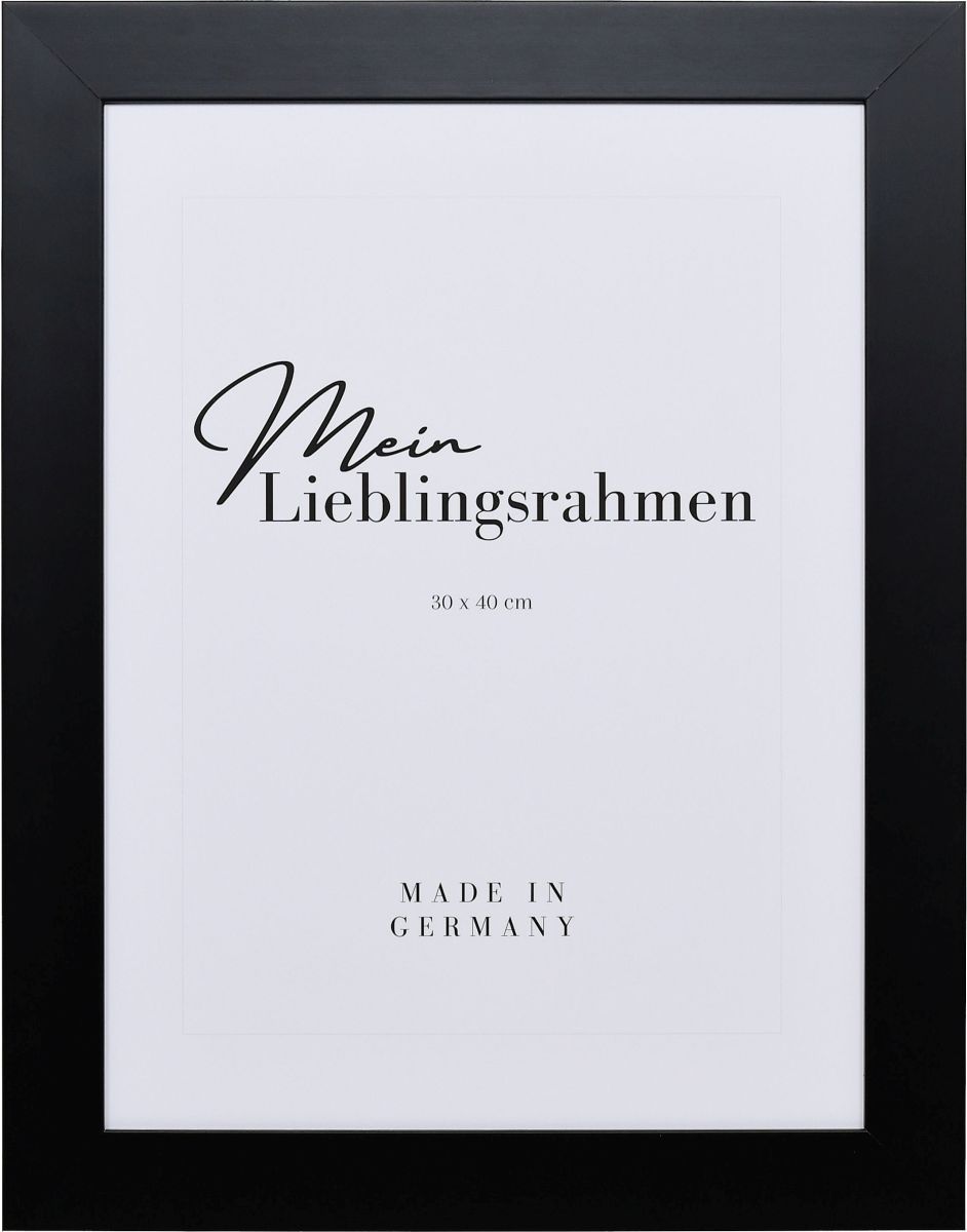 Frontansicht eines breiten, schwarzen Bilderrahmens mit glatter OberflÃ¤che