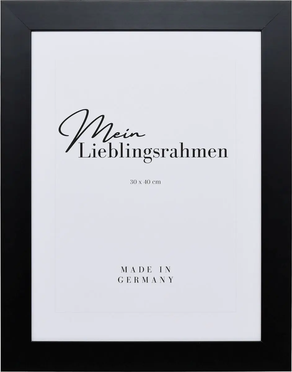 Frontansicht eines breiten, schwarzen Bilderrahmens mit glatter OberflÃ¤che