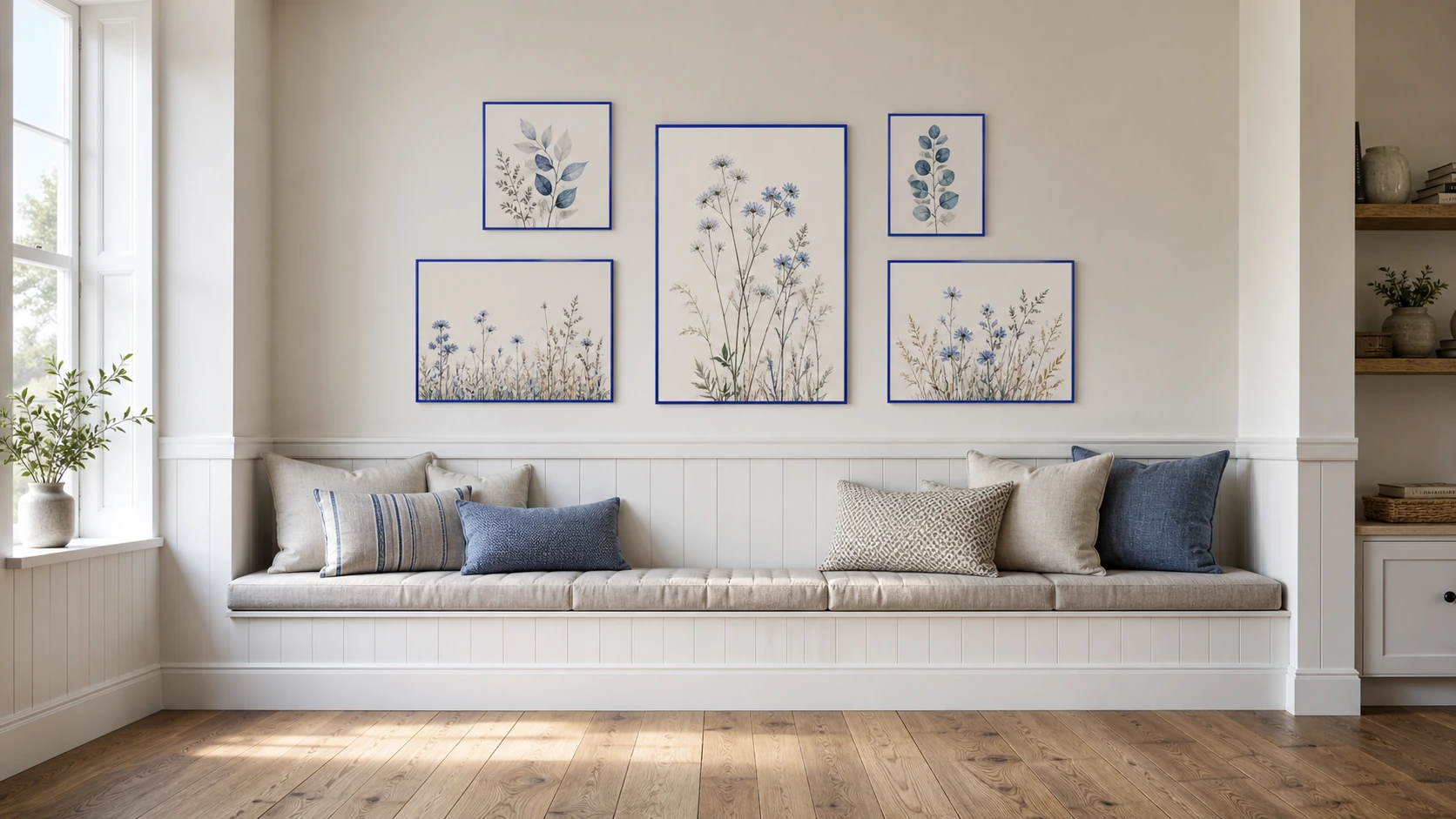 Kunststof fotolijst Sara blauw in een interieur