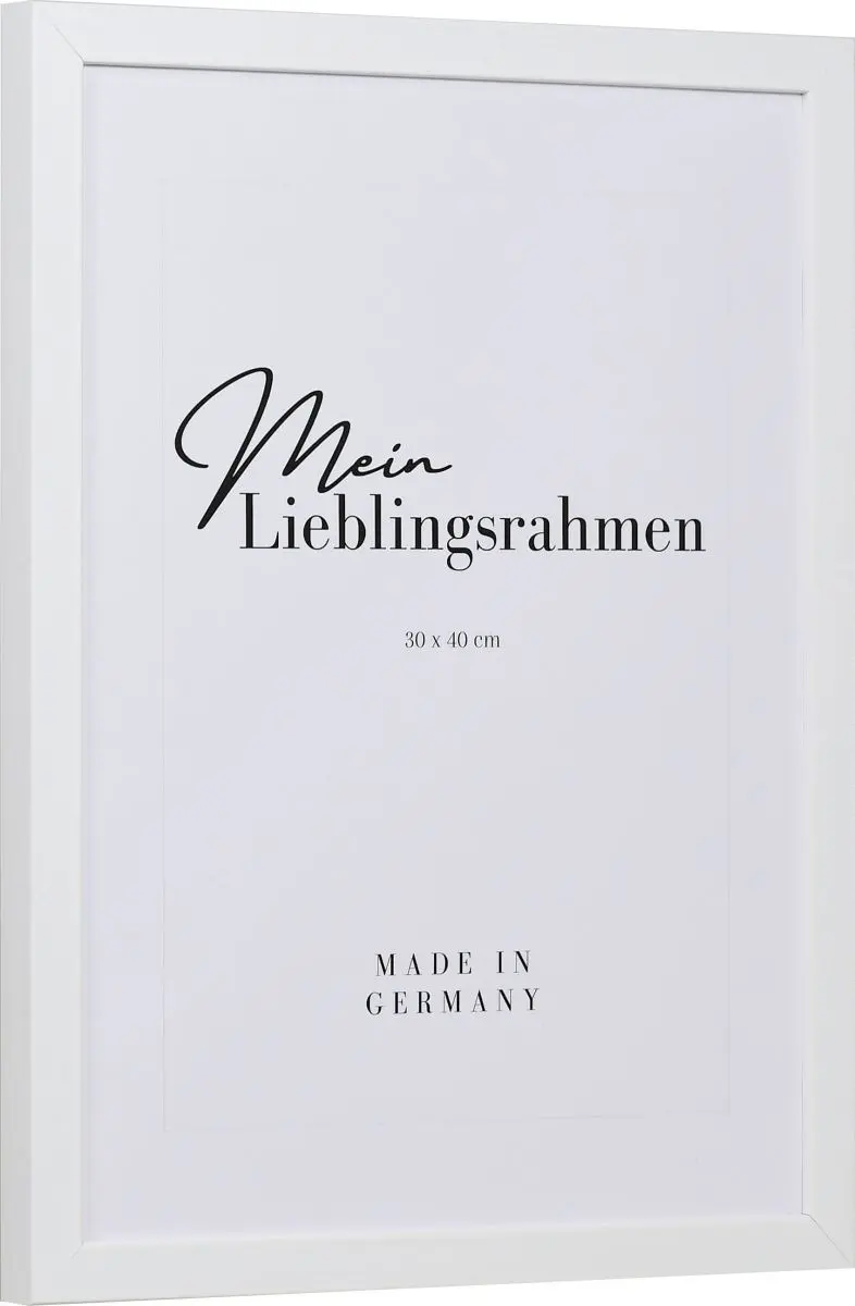 Seitenansicht eines weissen Bilderrahmens mit geschlossener, glatter OberflÃ¤che und wÃ¼rfelfÃ¶rmigem Profil