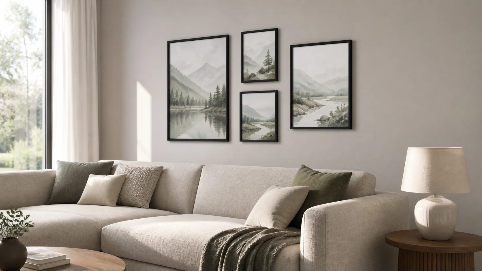 Houten fotolijst Nele zwart in een interieur