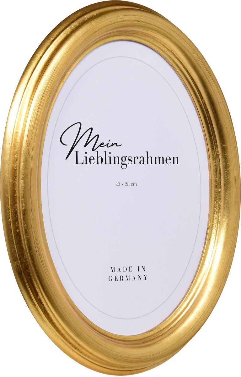 Zijaanzicht van een ovale lijst in de kleur goud