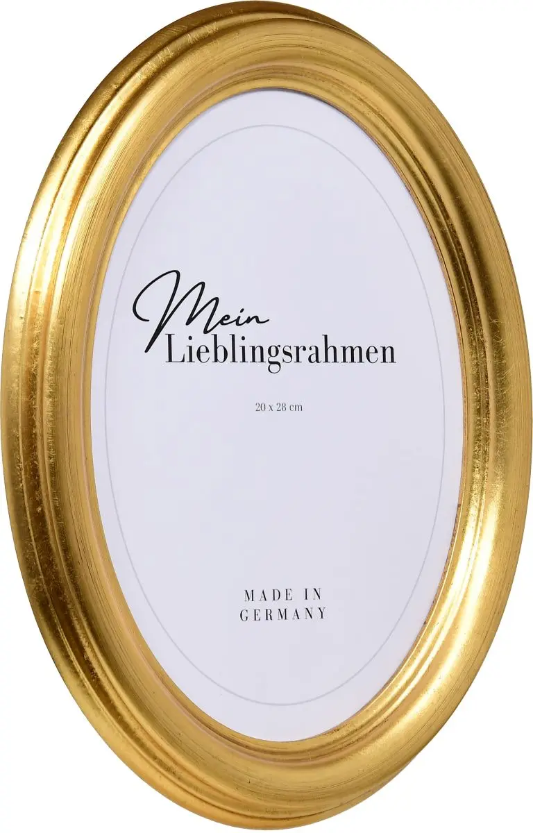 Zijaanzicht van een ovale lijst in de kleur goud