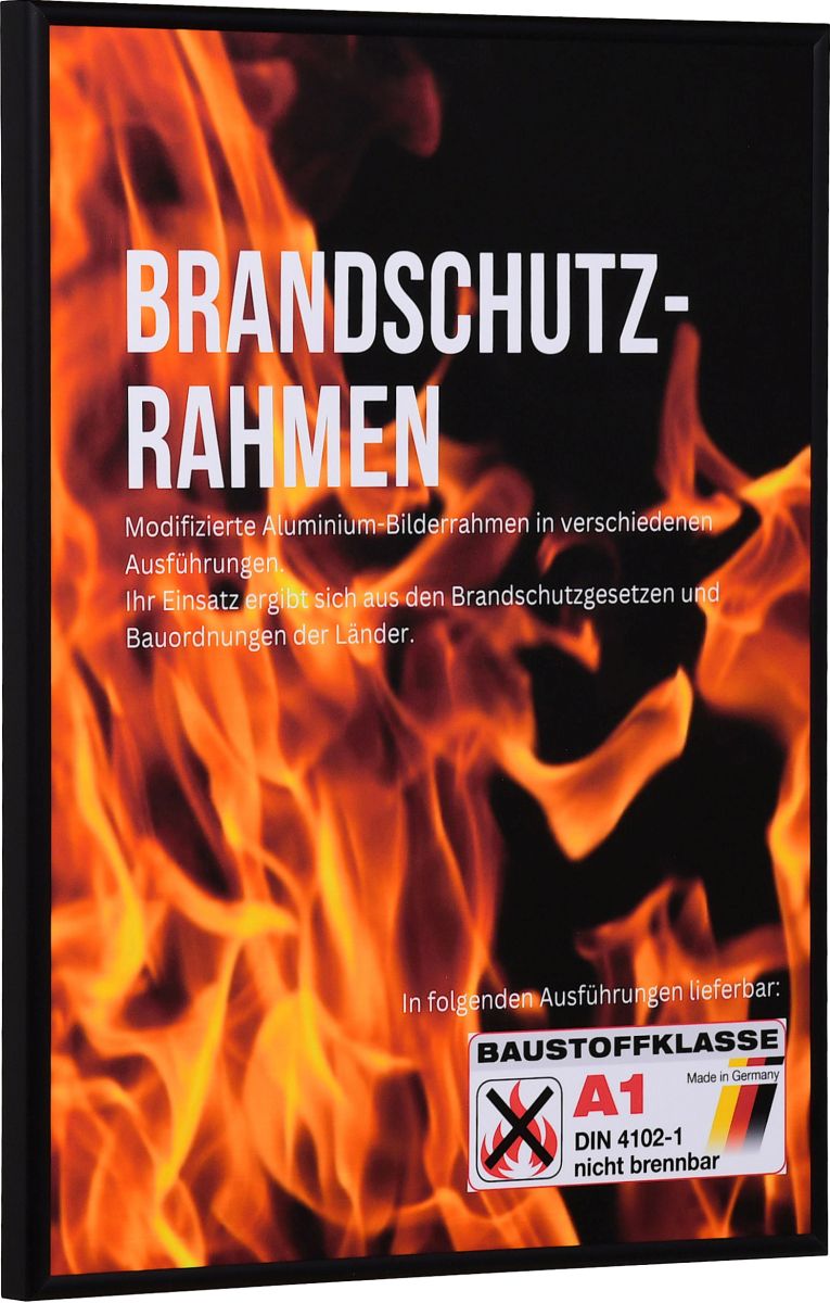Zij-aanzicht van een brandwerende lijst met halfrond profiel van zwart, geanodiseerd aluminium