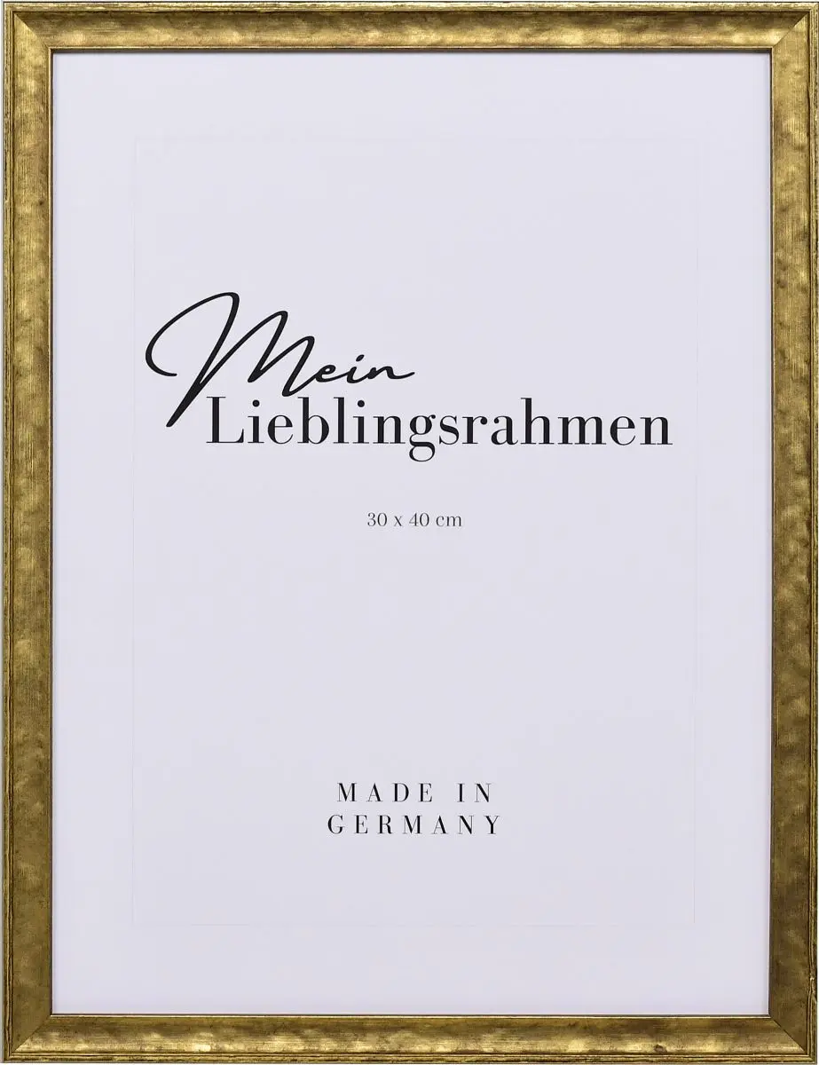 Vooraanzicht van een gouden, elegante houten lijst met gesloten oppervlak