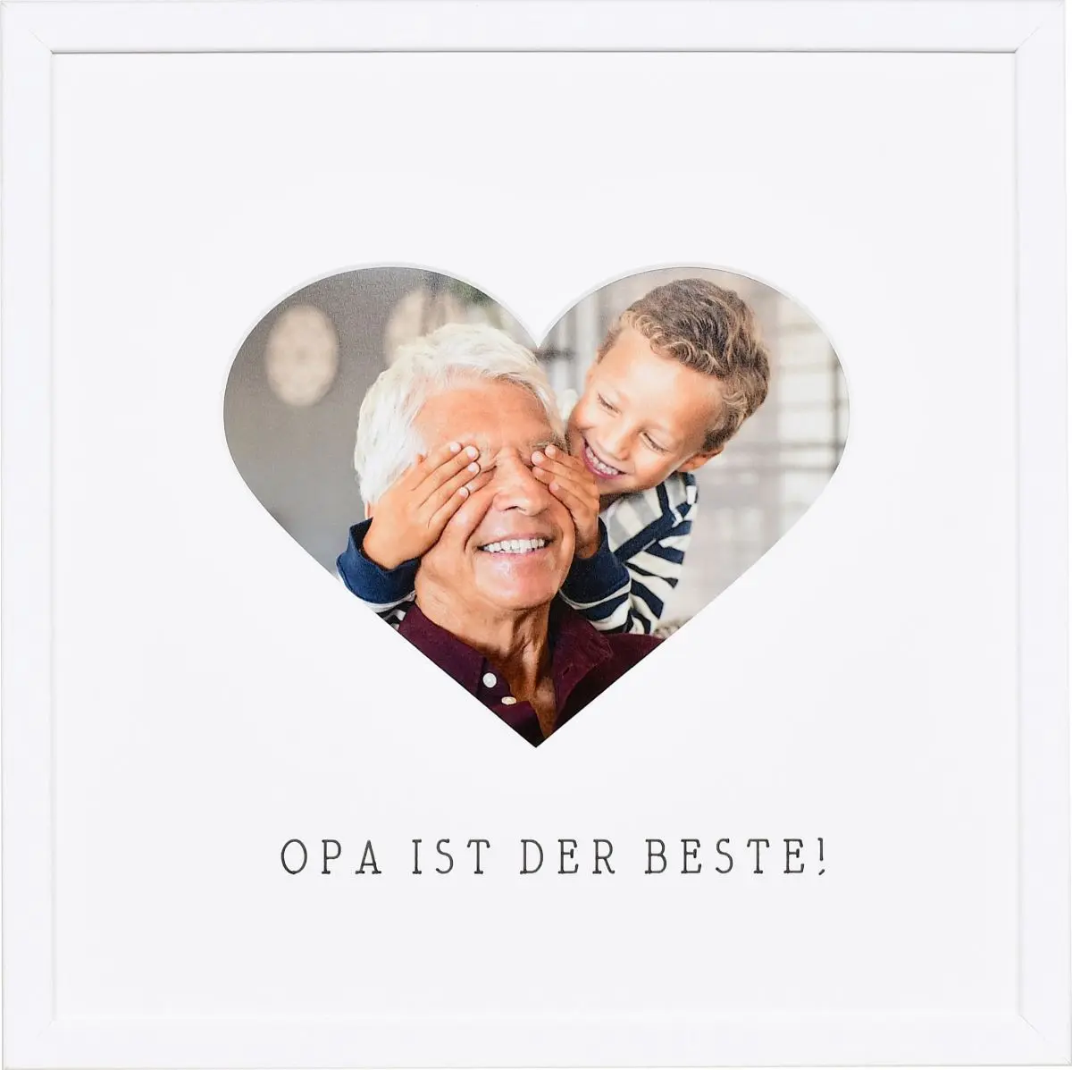 Bilderrahmen mit Herzausschnitt fÃ¼r Opa in der Farbe Weiss