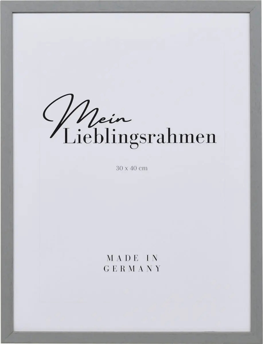 Frontansicht eines hellgrauen, offenporigen Holzrahmens fÃ¼r Poster