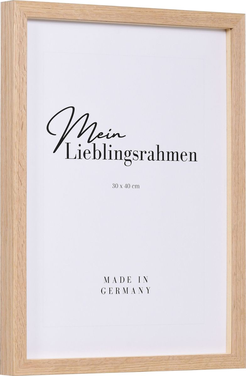 Seitenansicht eines Distanzrahmens in 30x40 aus Eiche mit natÃ¼rlicher Maserung