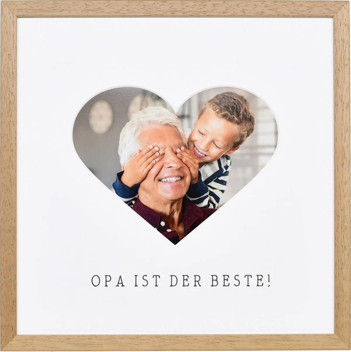 Bilderrahmen mit Herzausschnitt fÃ¼r Opa in der Farbe Eiche