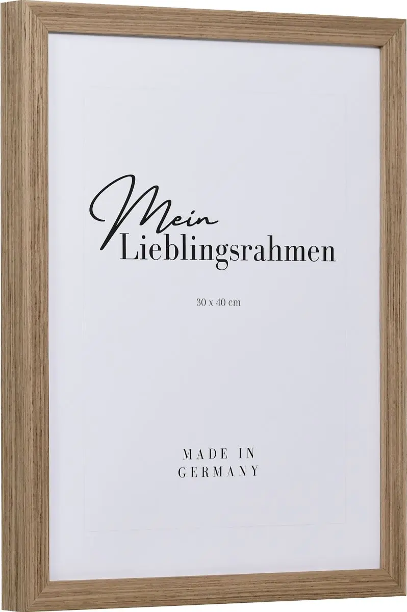 Seitenansicht eines Holzrahmens in der Farbe Nussbaum mit natÃ¼rlicher Maserung im Landhausstil