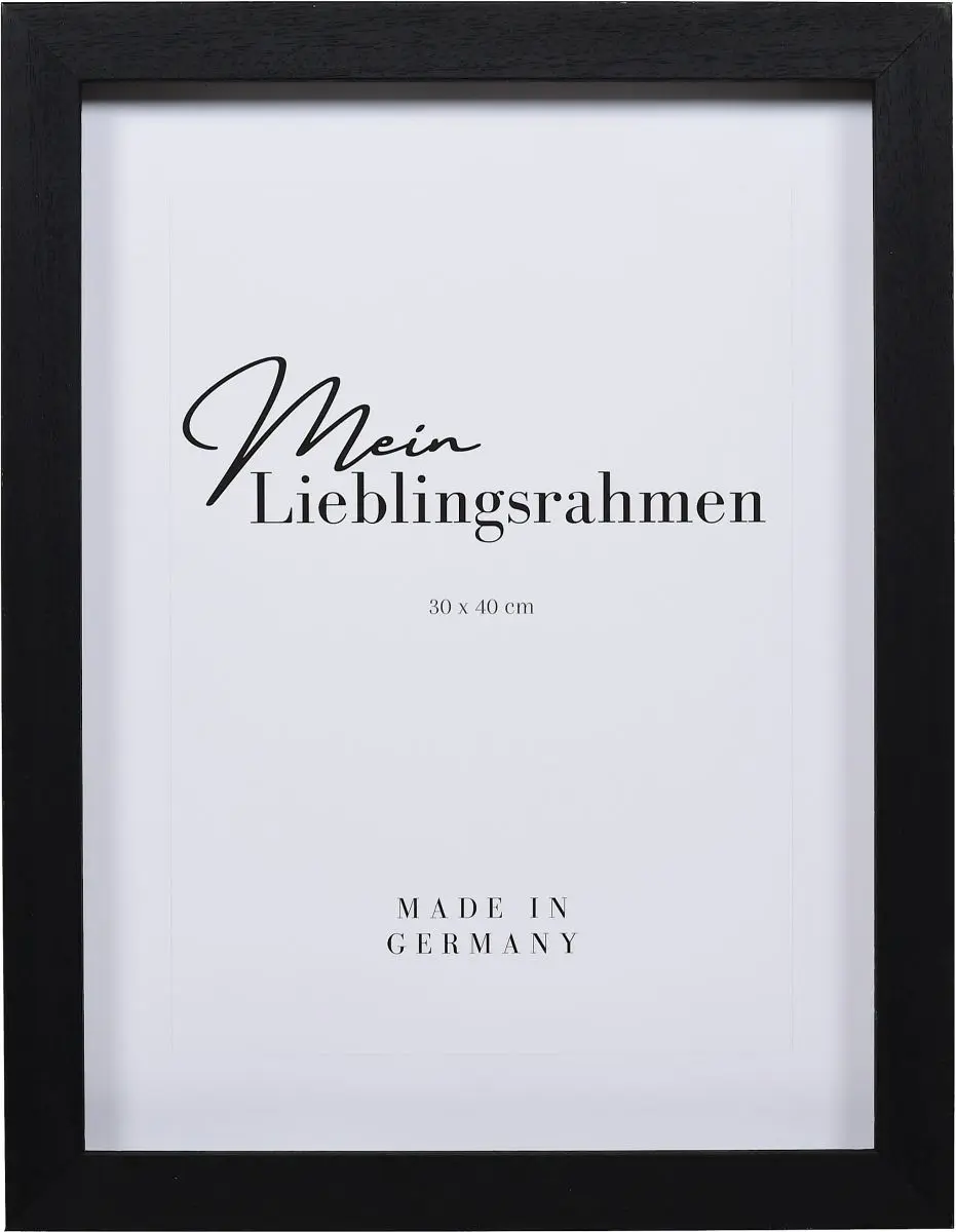 Frontansicht eines schwarzen Bilderrahmens fÃ¼r LeinwÃ¤nde, offenporig lackiert