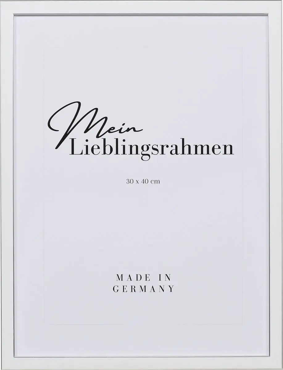 Frontansicht eines klassischen, weissen Bilderrahmens 9x13 cm, mit quadratischem Blockprofil und beidseitiger, leicht abgerundeter Silberkante