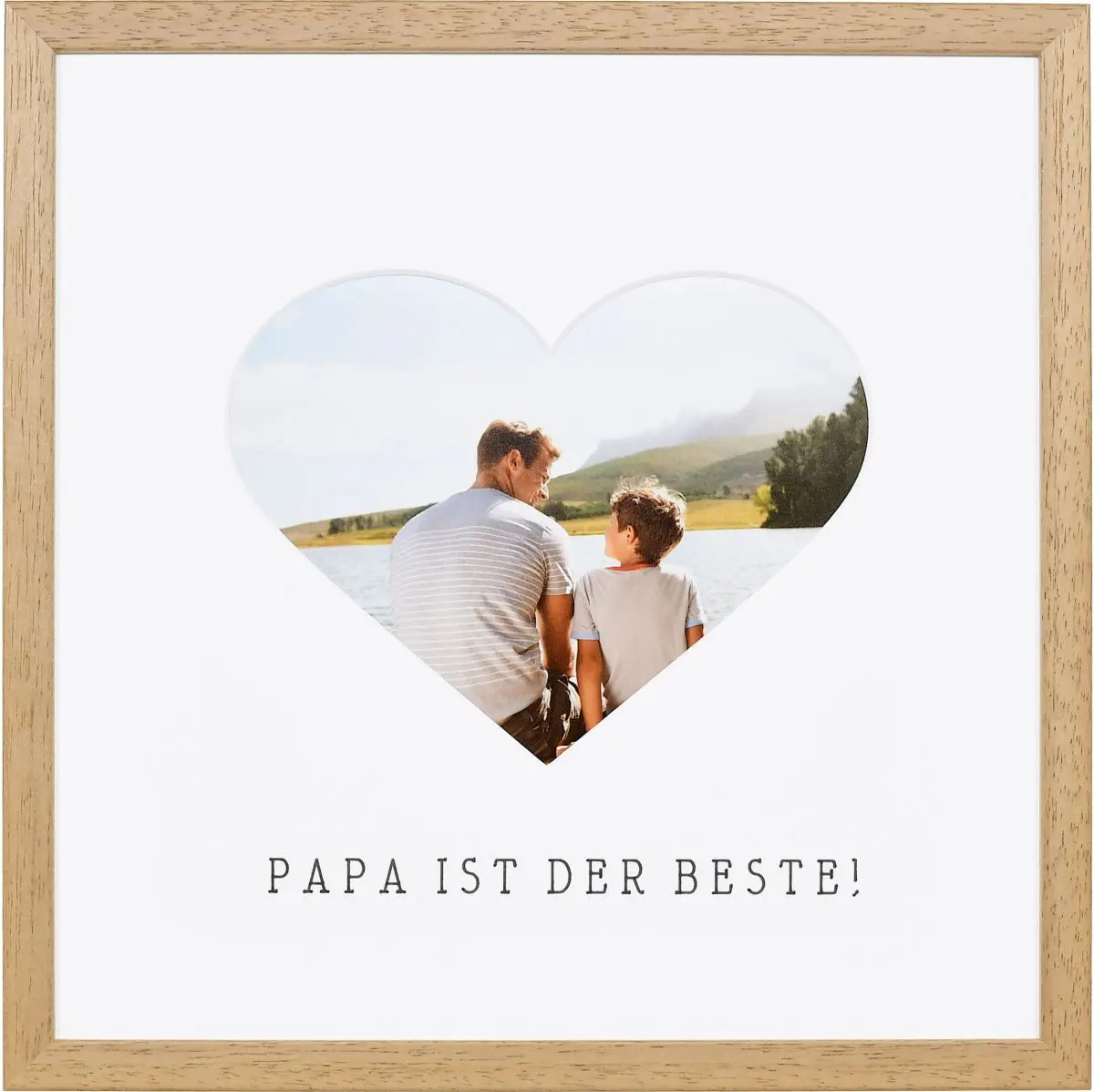 Bilderrahmen mit Herzausschnitt fÃ¼r Papa in der Farbe Eiche